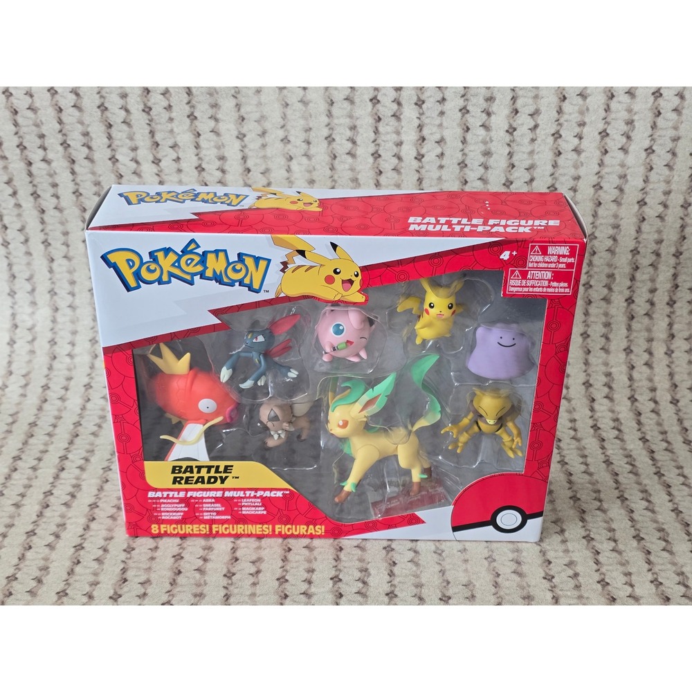 Pokemon Battle Ready Multi-Pack 8 Figures Pikachu Eevee Leafeon Jazwares NEW